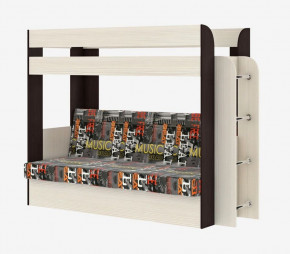 Кровать 2-х ярусная с диваном Карамель 75 (Музыка) Анкор светлый/Бодега темный в Ушье - ushya.germes-mebel.ru | фото