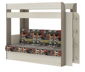 Кровать 2-х ярусная с диваном Карамель 75 (Музыка) Ясень шимо светлый/темный в Ушье - ushya.germes-mebel.ru | фото