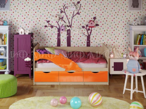 Кровать Дельфин-1 800*1600 (Оранжевый металлик/дуб крафт белый) в Ушье - ushya.germes-mebel.ru | фото