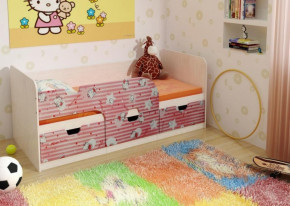 Кровать детская Минима Лего 1.6 (лиловый сад/дуб атланта) в Ушье - ushya.germes-mebel.ru | фото