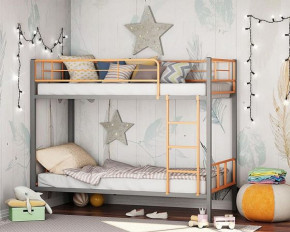 Кровать двухъярусная "Севилья-2.01 комбо" Серый/Оранжевый в Ушье - ushya.germes-mebel.ru | фото
