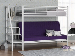 Кровать двухъярусная с диваном "Мадлен-3" (Белый/Фиолетовы) в Ушье - ushya.germes-mebel.ru | фото