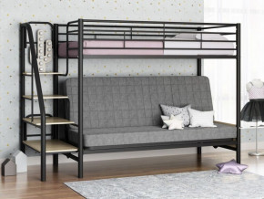 Кровать двухъярусная с диваном "Мадлен-3" (Черный/Серый) в Ушье - ushya.germes-mebel.ru | фото