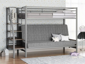 Кровать двухъярусная с диваном "Мадлен-3" (Серый/Серый) в Ушье - ushya.germes-mebel.ru | фото