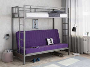 Кровать двухъярусная с диваном "Мадлен" (Серый/Фиолетовый) в Ушье - ushya.germes-mebel.ru | фото