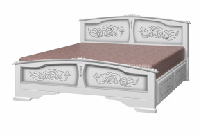 ЕЛЕНА Кровать из массива 1600 (Белый жемчуг) с 2-мя ящиками в Ушье - ushya.germes-mebel.ru | фото