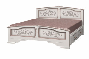 ЕЛЕНА Кровать из массива 1400 (Дуб Молочный) с 2-мя ящиками в Ушье - ushya.germes-mebel.ru | фото