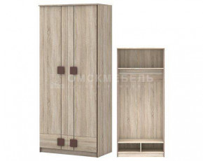 Шкаф для платья 2 дверный с ящиком Шк24 МС Диско (дуб сонома/шоколад) в Ушье - ushya.germes-mebel.ru | фото